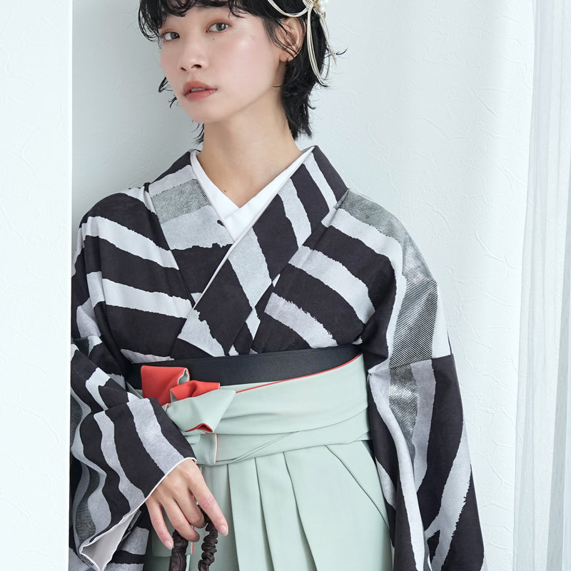 【レンタル】 袴 17点セット モダンアンテナ 袴91-99cm（身長153-170cm） 二尺袖着物 フルセット レディース 大学生 卒業式 日本製 （1020697001）