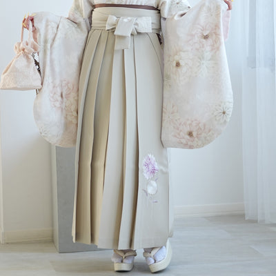 【レンタル】玉城ティナ×紅一点 2尺袖 袴 17点セット 91-99cm 日本製 古典柄 レトロ アンティーク系 花 ベージュ系（1020697301）