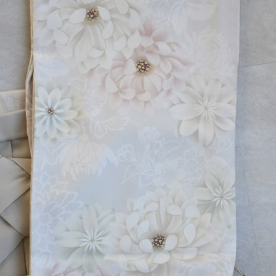 【レンタル】玉城ティナ×紅一点 2尺袖 袴 17点セット 91-99cm 日本製 古典柄 レトロ アンティーク系 花 ベージュ系（1020697301）