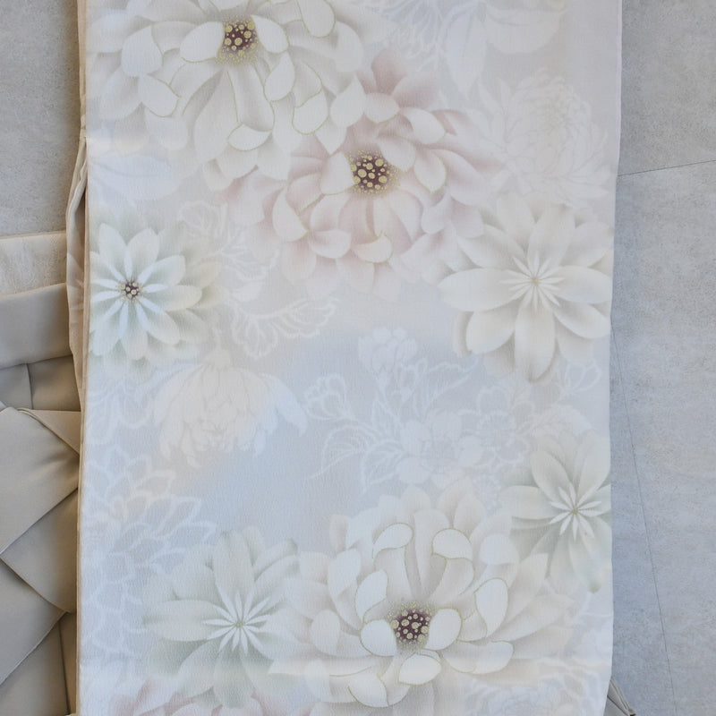 【レンタル】玉城ティナ×紅一点 2尺袖 袴 17点セット 91-99cm 日本製 古典柄 レトロ アンティーク系 花 ベージュ系（1020697301）