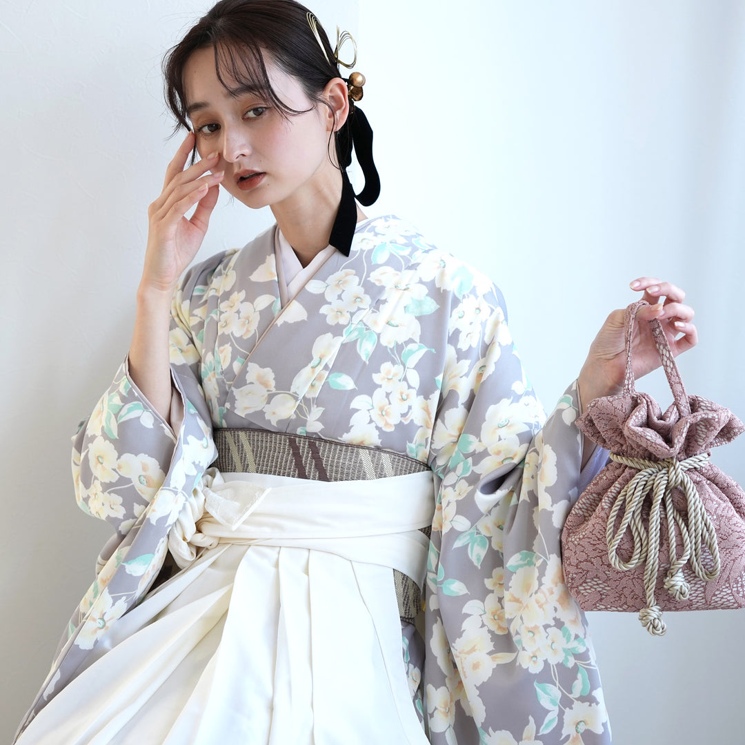レンタル】 袴 17点セット かぷり 袴91cm（身長153-158cm） 二尺袖着物