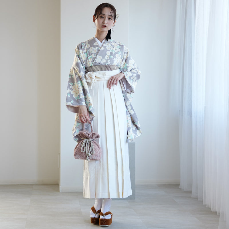 【レンタル】 袴 17点セット かぷり 袴91cm（身長153-158cm） 二尺袖着物 フルセット レディース 大学生 卒業式（1020698611）