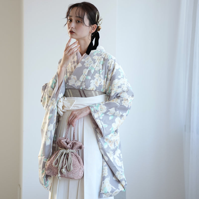 【レンタル】 袴 17点セット かぷり 袴91cm（身長153-158cm） 二尺袖着物 フルセット レディース 大学生 卒業式（1020698611）