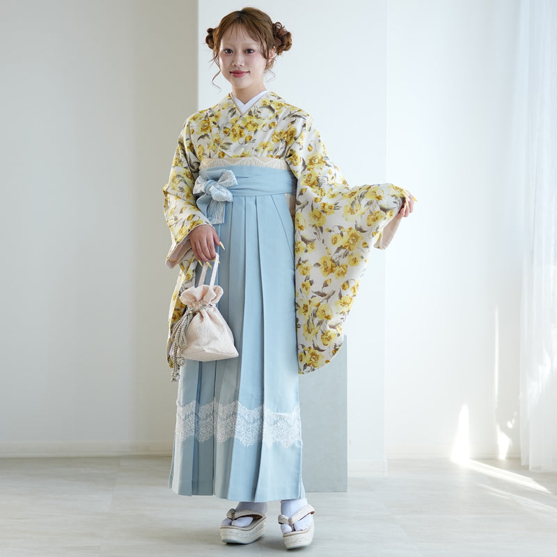 【レンタル】 袴 17点セット かぷり 袴91cm（身長153-158cm） 二尺袖着物 フルセット レディース 大学生 卒業式（1020699511）