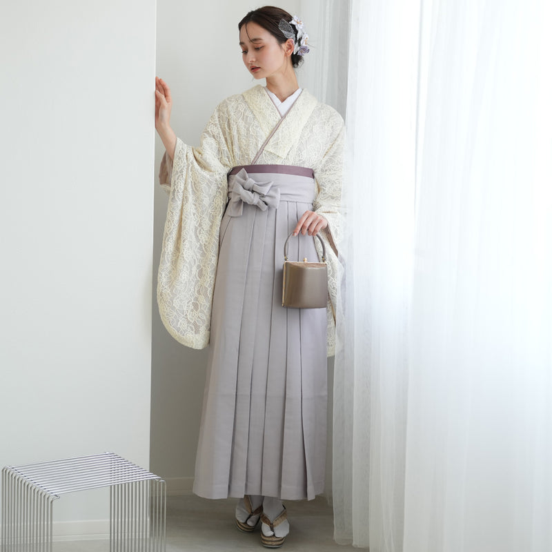 【レンタル】utatane 2尺袖 袴 17点セット 91-99cm 日本製レース レトロモダン系 レース オフ白系（1020701202）