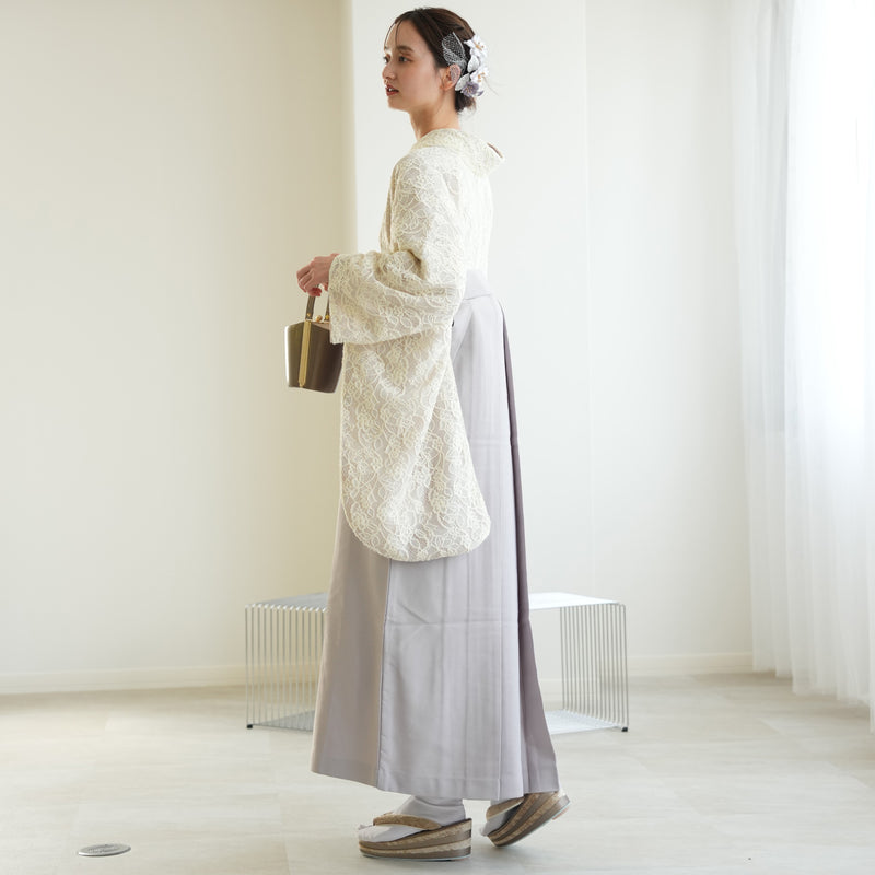 【レンタル】utatane 2尺袖 袴 17点セット 91-99cm 日本製レース レトロモダン系 レース オフ白系（1020701202）