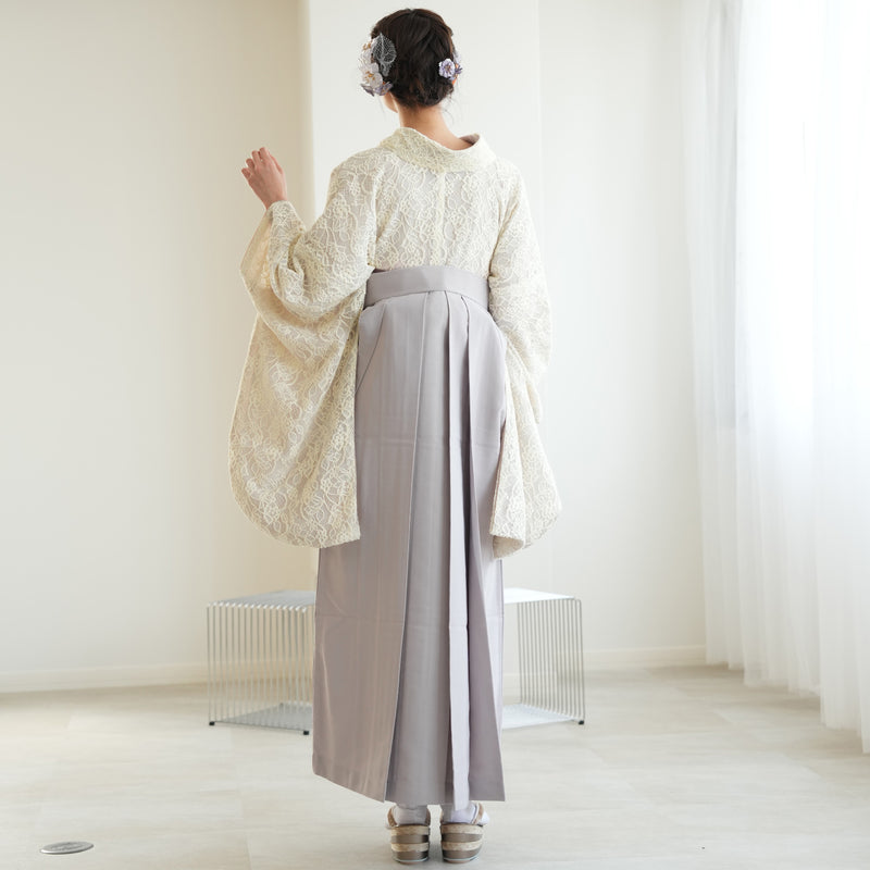 【レンタル】utatane 2尺袖 袴 17点セット 91-99cm 日本製レース レトロモダン系 レース オフ白系（1020701202）