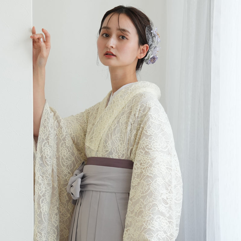 【レンタル】utatane 2尺袖 袴 17点セット 91-99cm 日本製レース レトロモダン系 レース オフ白系（1020701202）