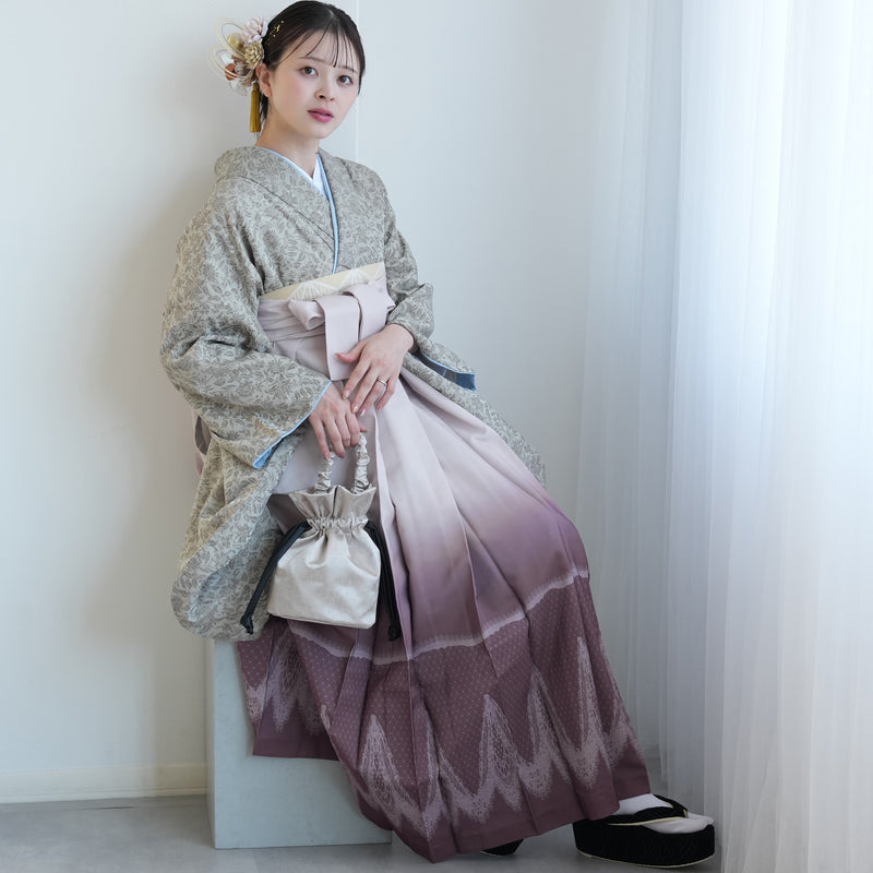 【レンタル】 袴 17点セット ニコアンティーク 袴91-99cm（身長153-170cm） 二尺袖着物 フルセット レディース 大学生 卒業式（1020704001）