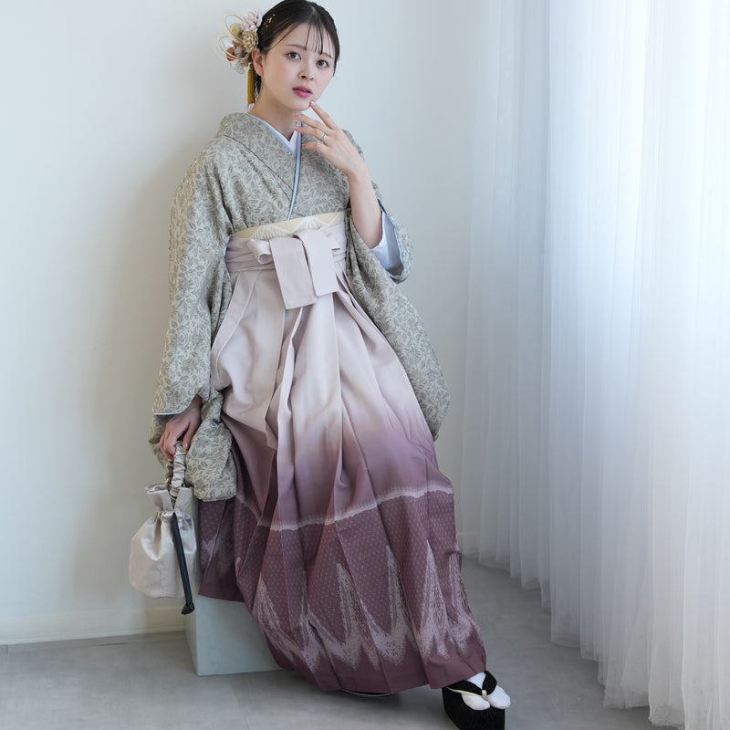 【レンタル】 袴 17点セット ニコアンティーク 袴91-99cm（身長153-170cm） 二尺袖着物 フルセット レディース 大学生 卒業式（1020704001）