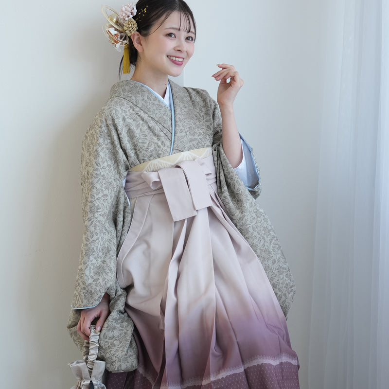 【レンタル】 袴 17点セット ニコアンティーク 袴91-99cm（身長153-170cm） 二尺袖着物 フルセット レディース 大学生 卒業式（1020704001）