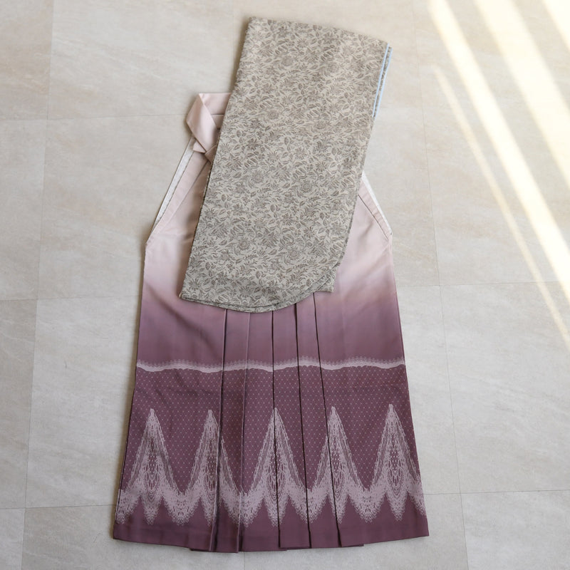 【レンタル】 袴 17点セット ニコアンティーク 袴91-99cm（身長153-170cm） 二尺袖着物 フルセット レディース 大学生 卒業式（1020704001）