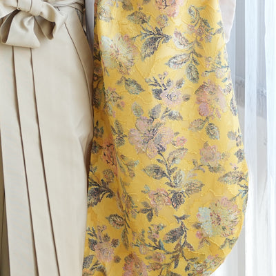 【レンタル】utatane 2尺袖 袴 17点セット 91-99cm レトロモダン系 花柄 からし系（1020706301）