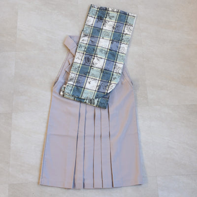 【レンタル】utatane 2尺袖 袴 17点セット 91-99cm レトロモダン系 チェック 青系（1020708001）