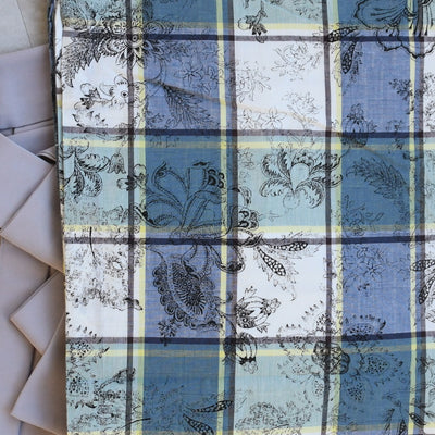 【レンタル】utatane 2尺袖 袴 17点セット 91-99cm レトロモダン系 チェック 青系（1020708001）