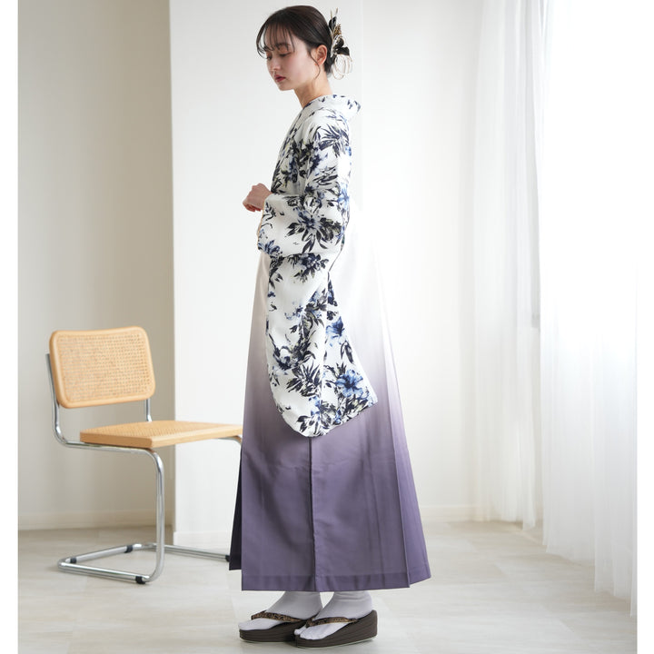 ロボホン 服 濃紺に銀桜柄 きもの 仙台平袴風&袖無し羽織 楽天市場】早期お届けキャンペーン【レンタル】袴 レンタル 卒業