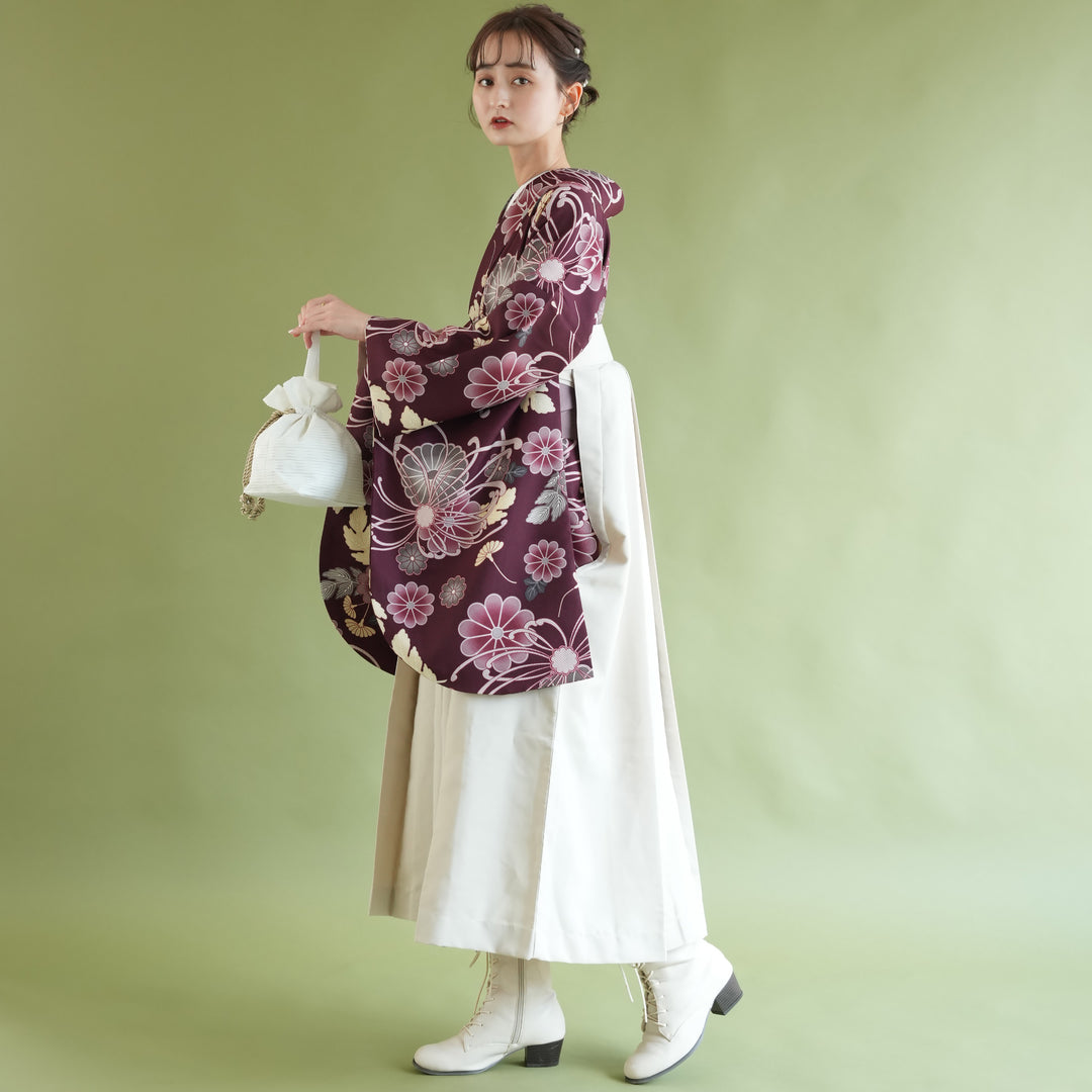 しつけ糸付新品【二尺袖着物単品】ひよこ商店洗える着物グリーン卒業式袴 utatane｜ひよこ商店/(W)ひよこ商店 2尺袖着物 袴 2点セット 袴