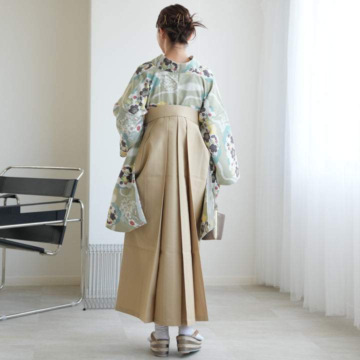 レンタル】 袴 17点セット ひよこ商店 グリーンの小梅雲取 袴91cm 