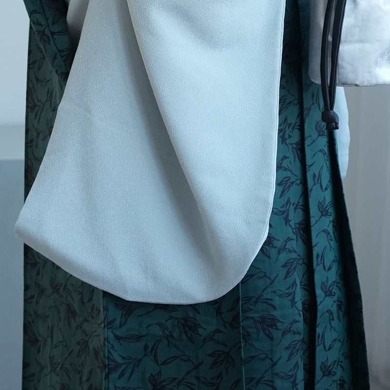 【レンタル】utatane 2尺袖 袴 17点セット 91cm 古典柄 レトロ アンティーク系 無地 水色系（1020716611）