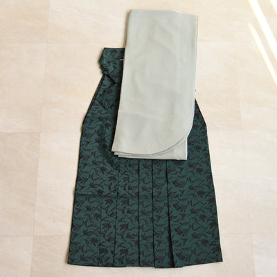 【レンタル】utatane 2尺袖 袴 17点セット 91cm 古典柄 レトロ アンティーク系 無地 水色系（1020716611）