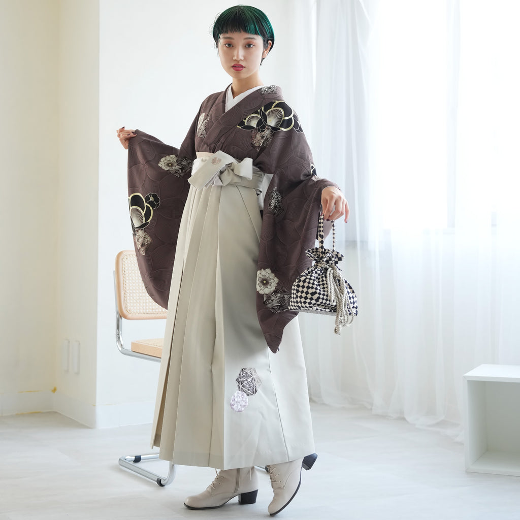 2尺袖 ブランド ポリエステル着物 ジャパンスタイル 金彩 袴用 2尺袖 ブランド ポリエステル着物 ジャパンスタイル 金彩 袴用