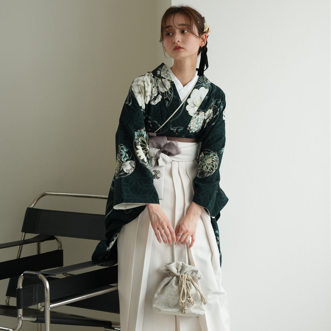 レンタル】 袴 17点セット JAPAN STYLE×中村里砂 二尺袖着物