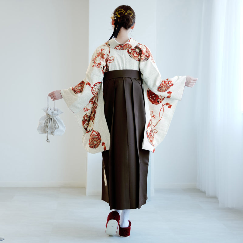 【レンタル】 袴 17点セット JAPAN STYLE×中村里砂 二尺袖着物 赤の華玉 重ね衿縫い付済  卒業式 大学生 専門学生（1020721912）