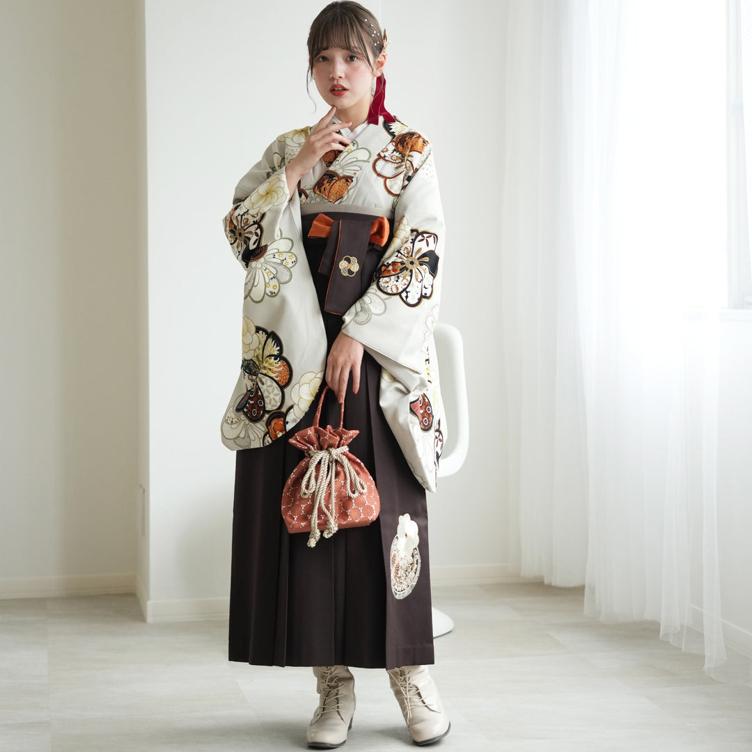 袴 単品 無地袴 暈し Lサイズ 袴下87cm,91cm,95cm アイボリー×ベージュ