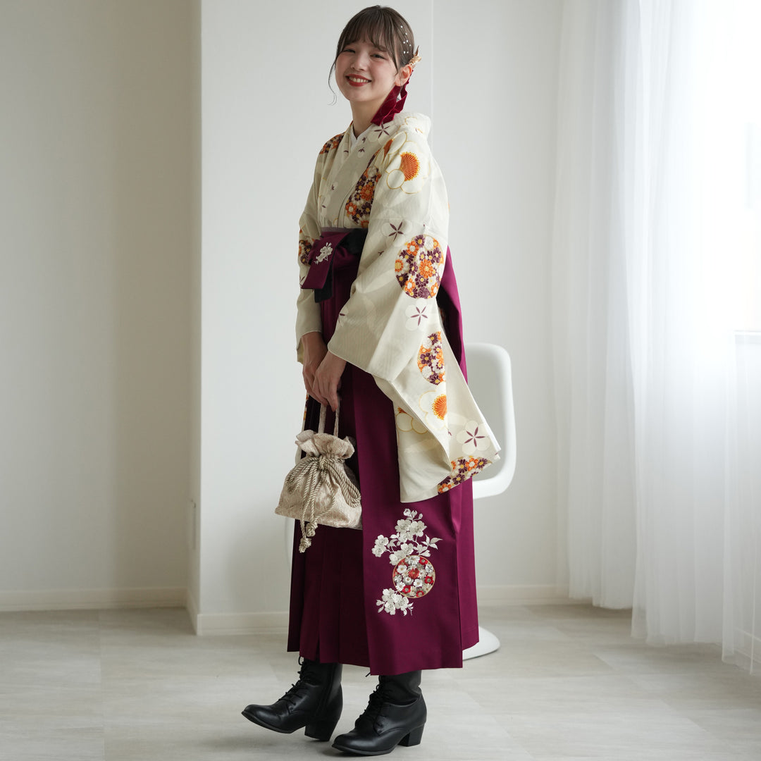 九重 ブランド 2尺袖着物 袴用 重ね衿付き 金彩 ポリエステル 躾糸付き 九重 ブランド 2尺袖着物 袴用 重ね衿付き 金彩 ポリエステル 躾