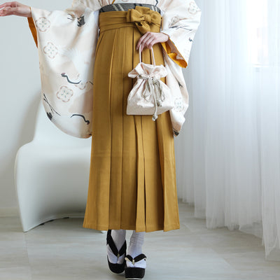【レンタル】袴 17点セット  二尺袖着物 エクリュベージュ吉祥鶴（袴91cm（身長153-158cm）） 重ね衿縫い付済 ひよこ商店 （1020724911）