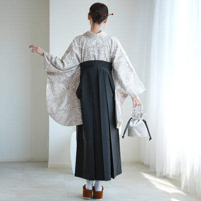 【レンタル】袴 17点セット  二尺袖着物 白茶鳳凰（袴91cm（身長153-158cm）） 重ね衿縫い付済 ひよこ商店 （1020725911）