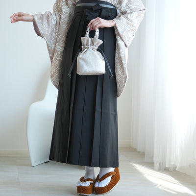 【レンタル】袴 17点セット  二尺袖着物 白茶鳳凰（袴91cm（身長153-158cm）） 重ね衿縫い付済 ひよこ商店 （1020725911）