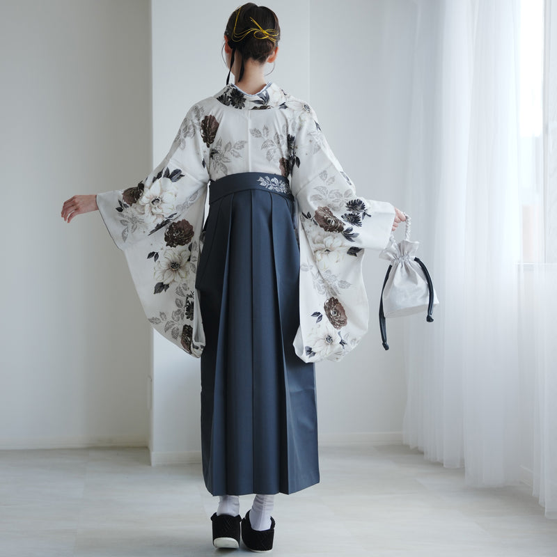 【レンタル】 袴 17点セット JILLSTUART 二尺袖着物 オフホワイトにクチナシ  重ね衿縫い付済  卒業式 大学生 専門学生（1020726901）