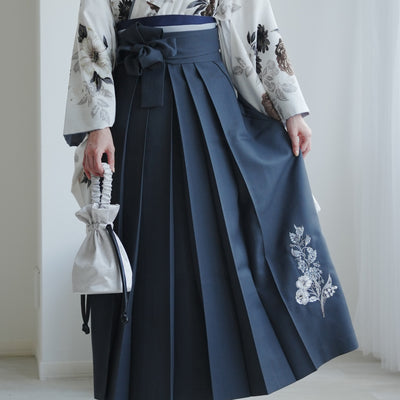 【レンタル】 袴 17点セット JILLSTUART 二尺袖着物 オフホワイトにクチナシ  重ね衿縫い付済  卒業式 大学生 専門学生（1020726901）