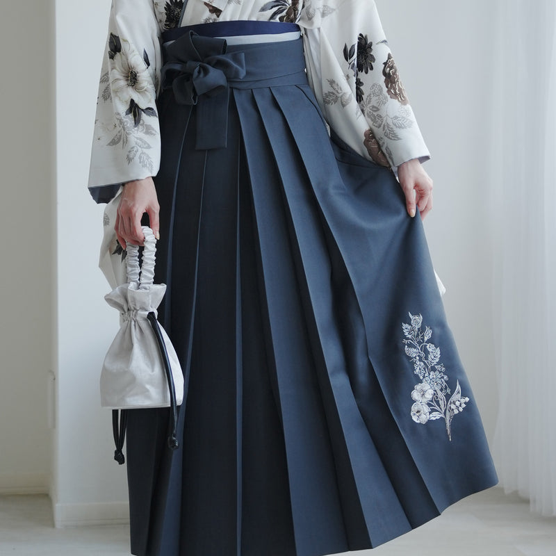 【レンタル】 袴 17点セット JILLSTUART 二尺袖着物 オフホワイトにクチナシ  重ね衿縫い付済  卒業式 大学生 専門学生（1020726901）
