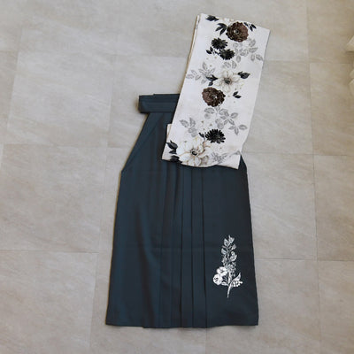 【レンタル】 袴 17点セット JILLSTUART 二尺袖着物 オフホワイトにクチナシ  重ね衿縫い付済  卒業式 大学生 専門学生（1020726901）