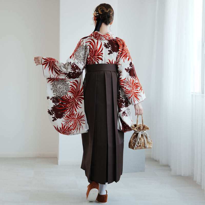 【レンタル】 袴 17点セット 玉城ティナ×紅一点 二尺袖着物 乱菊・赤  重ね衿縫い付済  卒業式 大学生 専門学生（1020727101）