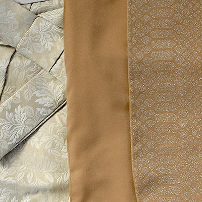 【レンタル】 袴 17点セット 二尺袖着物 半身 月霞パイソン 砂色 袴91cm（身長153-158cm）キャメル アシンメトリー グリッター ラメ 蛇柄 重ね衿縫い付済  卒業式 大学生 専門学生（1020728211）