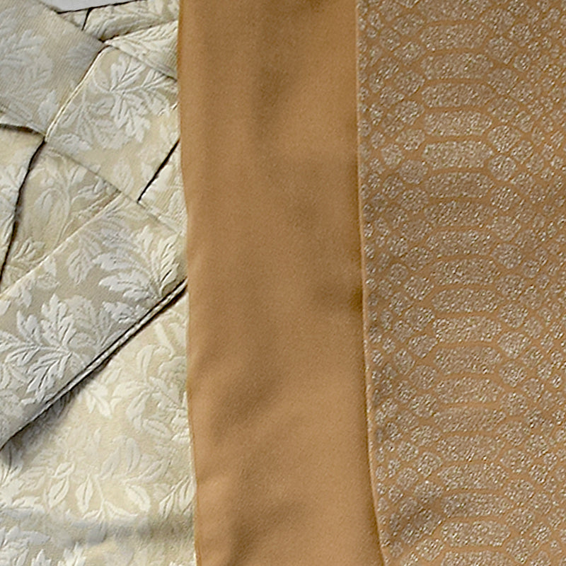 【レンタル】 袴 17点セット 二尺袖着物 半身 月霞パイソン 砂色 袴91cm（身長153-158cm）キャメル アシンメトリー グリッター ラメ 蛇柄 重ね衿縫い付済  卒業式 大学生 専門学生（1020728211）