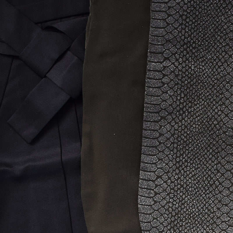 【レンタル】 袴 17点セット 二尺袖着物 半身 月霞パイソン 黒曜色 チャコールグレー アシンメトリー グリッター ラメ 蛇柄 重ね衿縫い付済  卒業式 大学生 専門学生（1020728301）