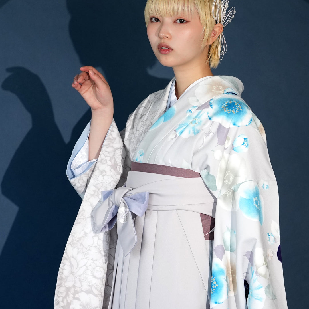 レンタル】 袴 17点セット JAPAN STYLE×中村里砂 二尺袖着物 椿/薄