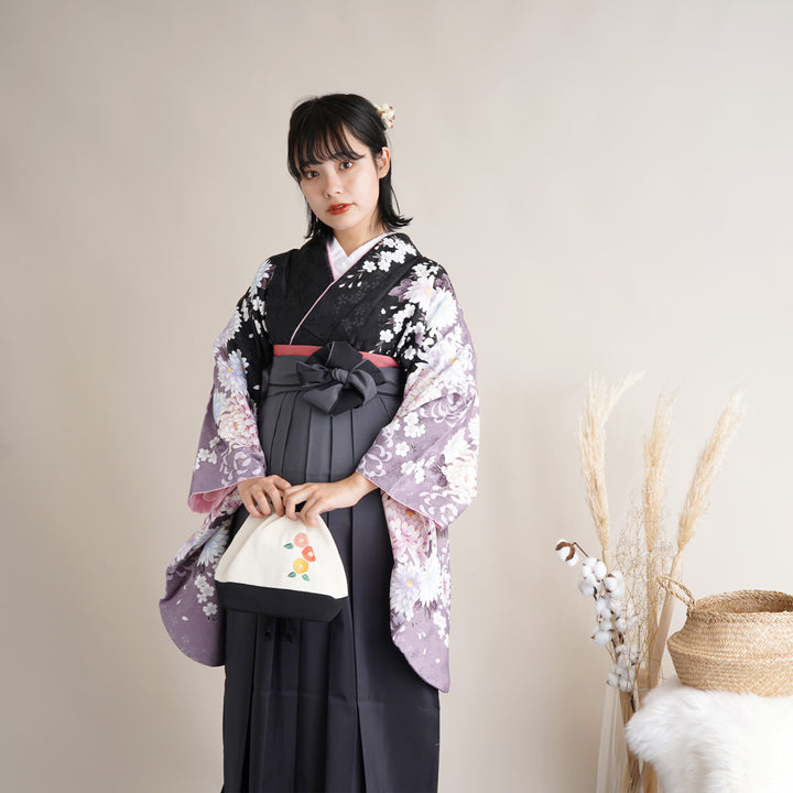 レンタル】 袴 17点セット utatane 二尺袖着物 大正浪漫ブラック