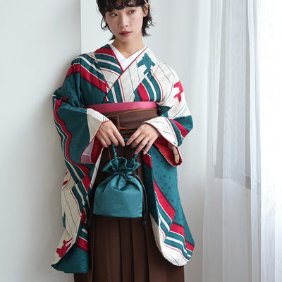 【レンタル】 袴 17点セット モダンアンテナ 二尺袖着物 飛翔 飛行機 袴99cm（身長163-170cm）重ね衿縫い付済  卒業式 大学生 専門学生（1022606101）