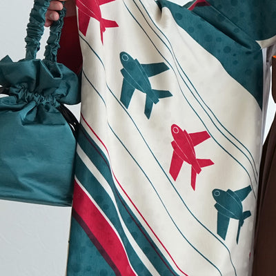 【レンタル】 袴 17点セット モダンアンテナ 二尺袖着物 飛翔 飛行機 袴99cm（身長163-170cm）重ね衿縫い付済  卒業式 大学生 専門学生（1022606101）