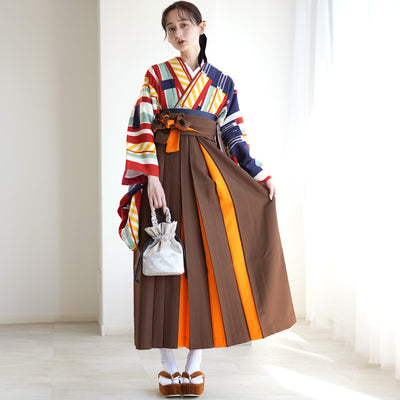 【レンタル】 袴 17点セット モダンアンテナ 二尺袖着物 飛翔 エクスプレス 袴99cm（身長163-170cm）重ね衿縫い付済  卒業式 大学生 専門学生（1022606501）