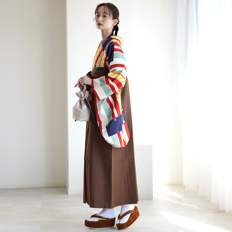 【レンタル】 袴 17点セット モダンアンテナ 二尺袖着物 飛翔 エクスプレス 袴99cm（身長163-170cm）重ね衿縫い付済  卒業式 大学生 専門学生（1022606501）