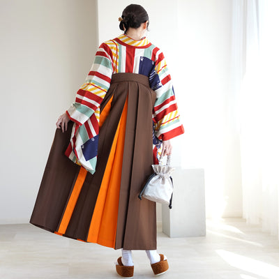 【レンタル】 袴 17点セット モダンアンテナ 二尺袖着物 飛翔 エクスプレス 袴99cm（身長163-170cm）重ね衿縫い付済  卒業式 大学生 専門学生（1022606501）