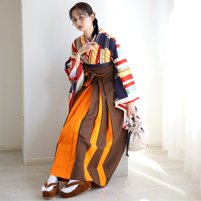 【レンタル】 袴 17点セット モダンアンテナ 二尺袖着物 飛翔 エクスプレス 袴99cm（身長163-170cm）重ね衿縫い付済  卒業式 大学生 専門学生（1022606501）