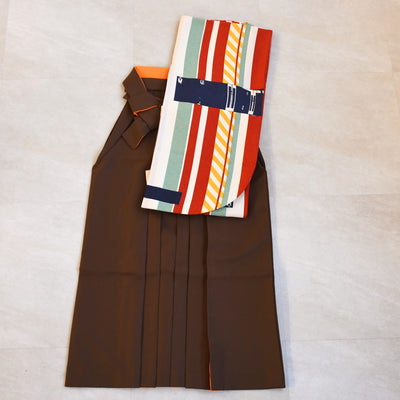 【レンタル】 袴 17点セット モダンアンテナ 二尺袖着物 飛翔 エクスプレス 袴99cm（身長163-170cm）重ね衿縫い付済  卒業式 大学生 専門学生（1022606501）