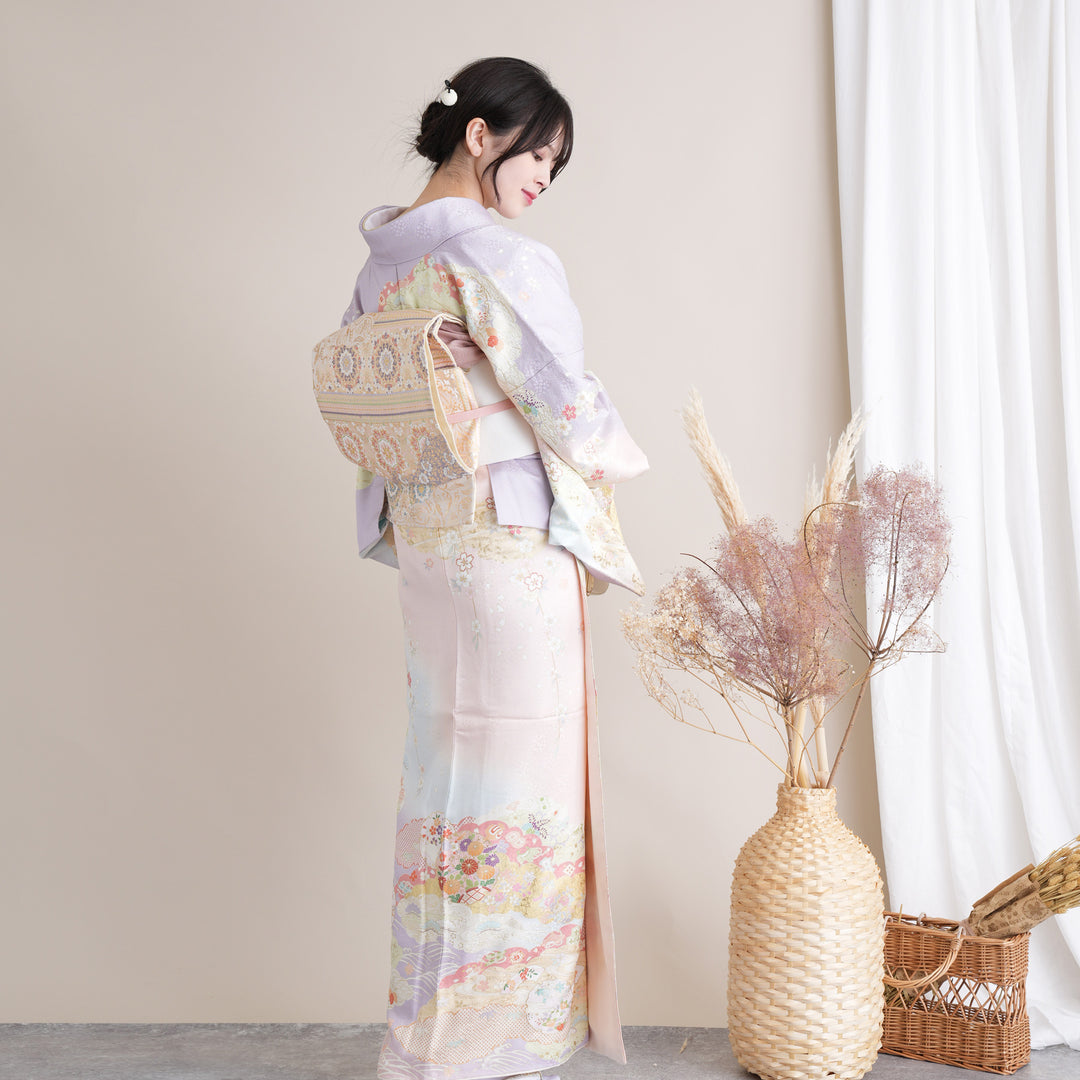 訪問着 袋帯フルセット a216e 正絹　入学式　結婚式　七五三　お宮参り 訪問着 袋帯フルセット a216e 正絹 入学式 結婚式 七五三 お